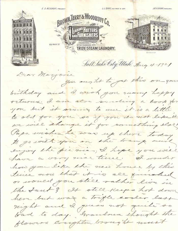 Letter from JHB to Marjorie