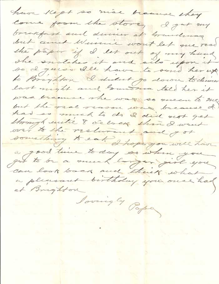 Letter from JHB to Marjorie