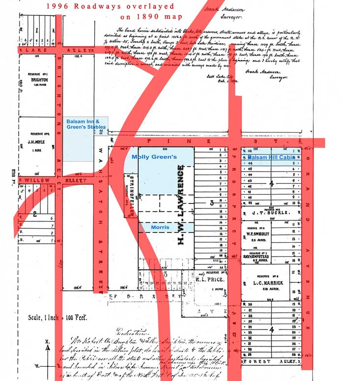 Road Overlay on 1890 Plat Map